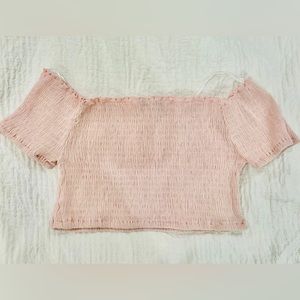 Pink cold shoulder crop